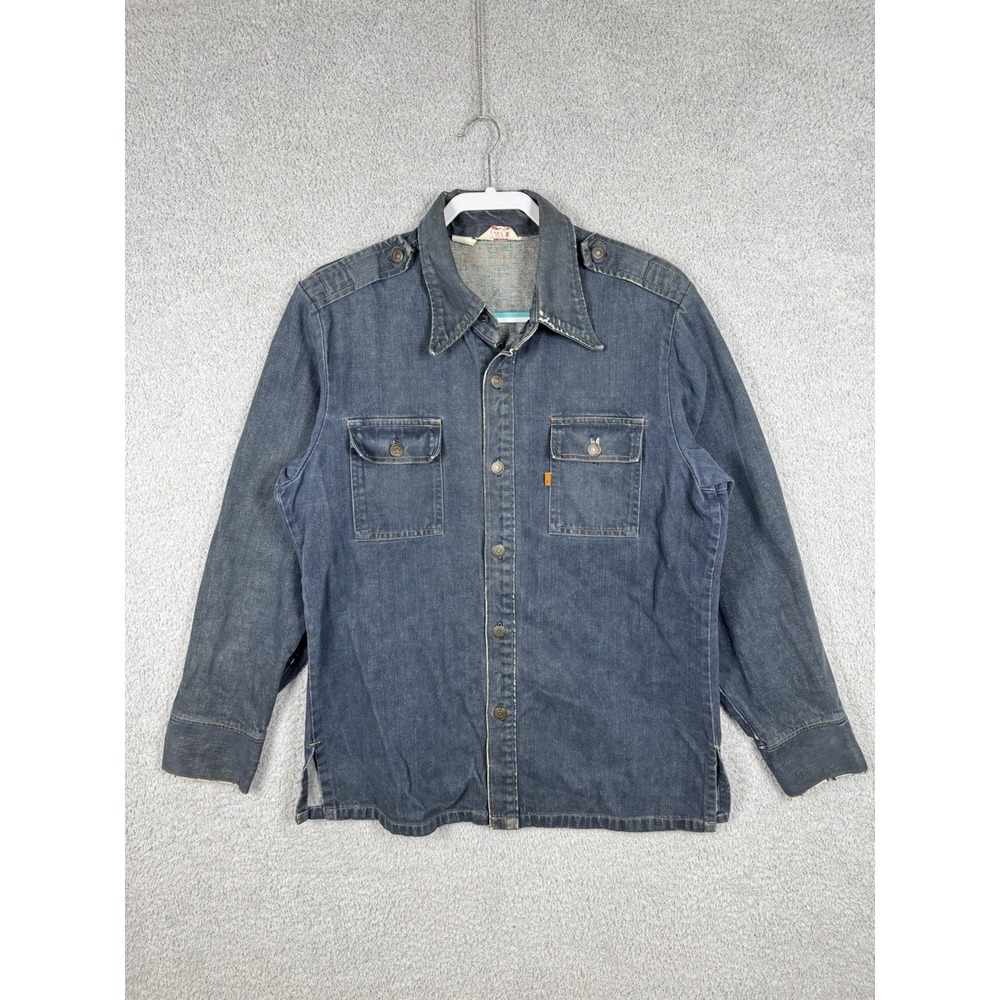 Levis Orange‎ Tab Shirt Shacket Denim Jacket Workwear Epaulettes 70676-7618 M-L